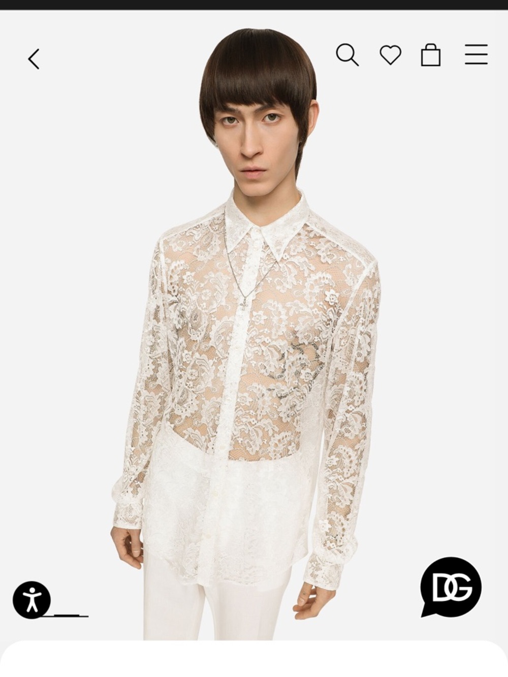 Dolce & Gabbana White Floral “Lace Martini-Fit” Button-Up Shirt - Picture 2 of 10